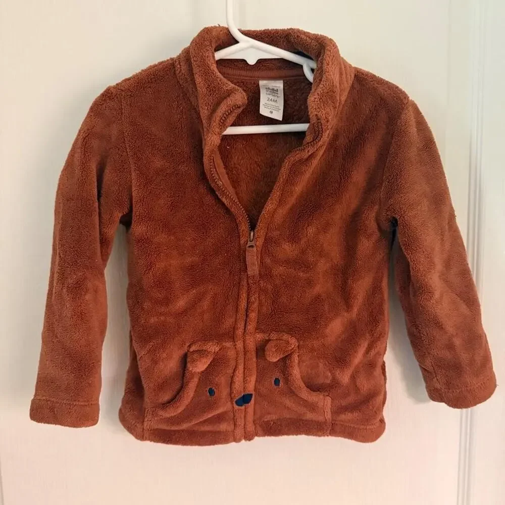 Toddler brown fleece zip up